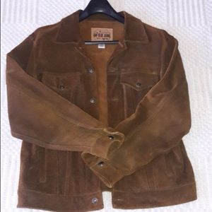 Gap Blue Jeans Suede Jacket Unlined Button Front